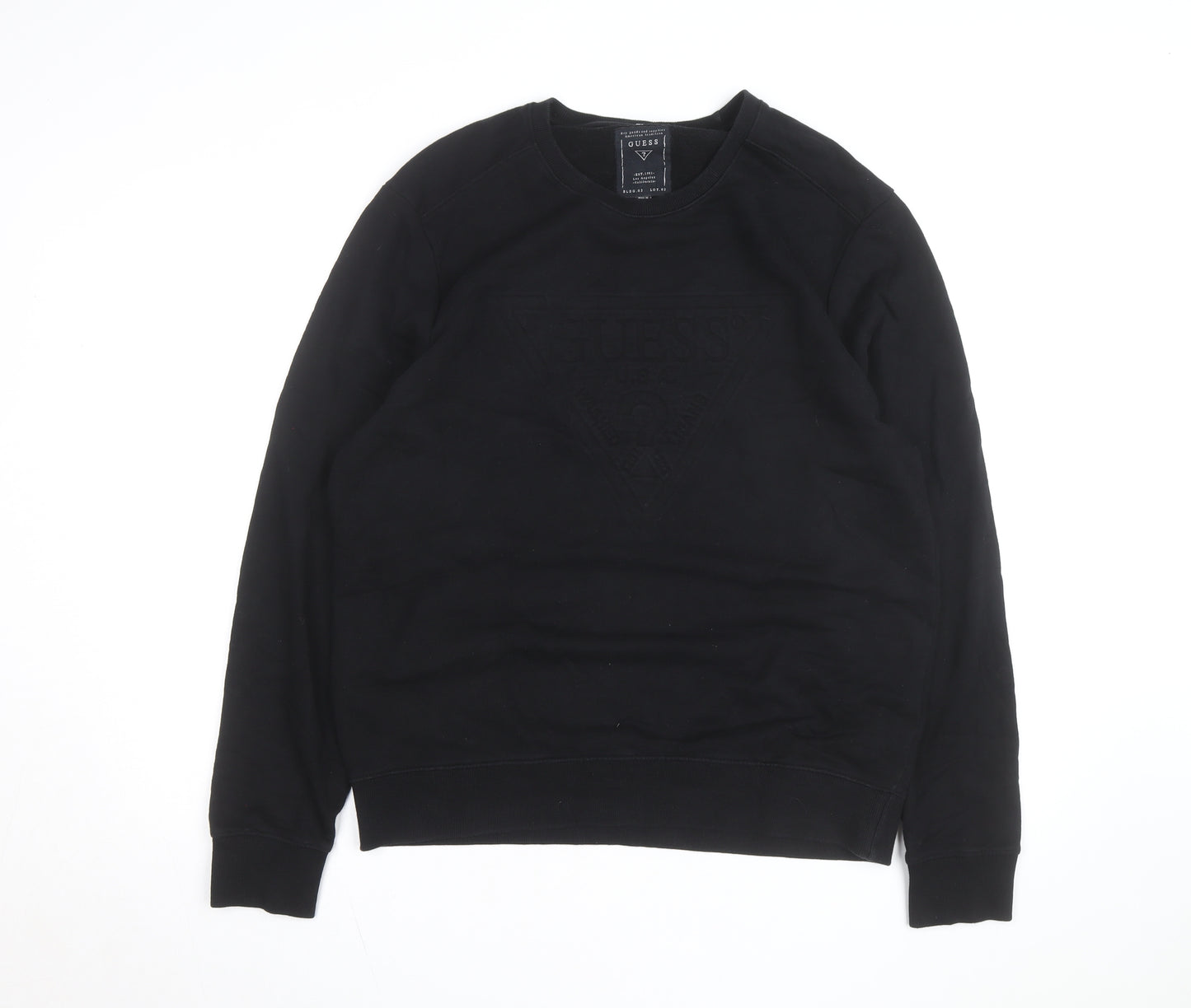 Guess Men's Black Cotton Crew Neck Pullover Sweatshirt L