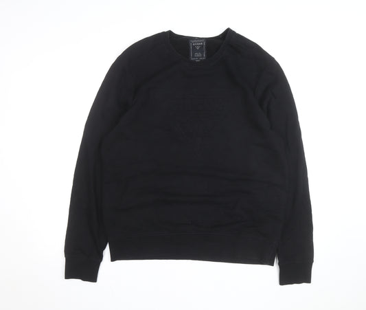 Guess Men's Black Cotton Crew Neck Pullover Sweatshirt L