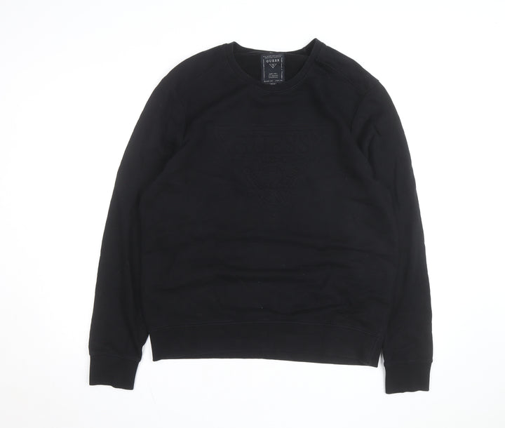 Guess Men's Black Cotton Crew Neck Pullover Sweatshirt L