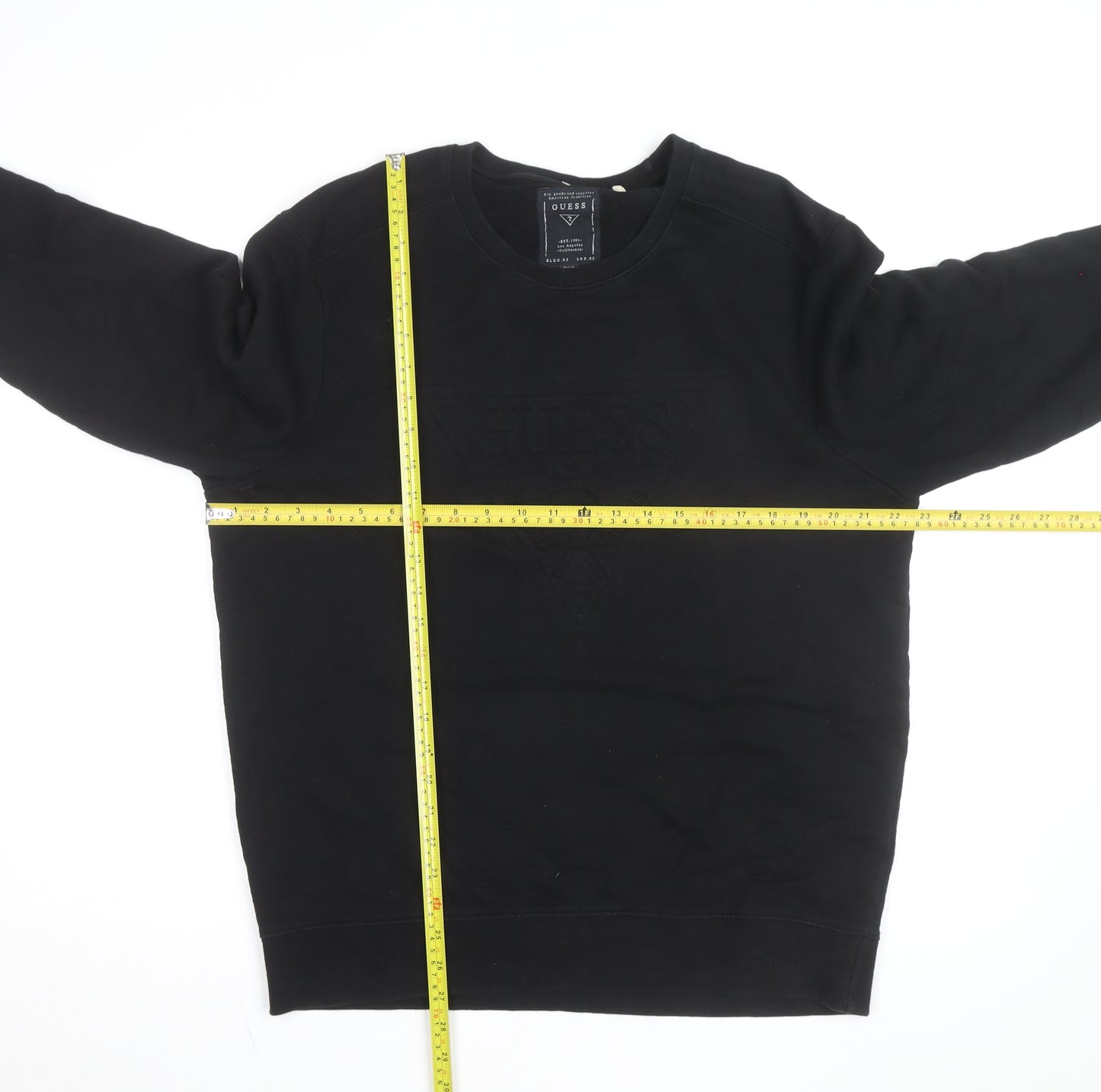 Guess Men's Black Cotton Crew Neck Pullover Sweatshirt L