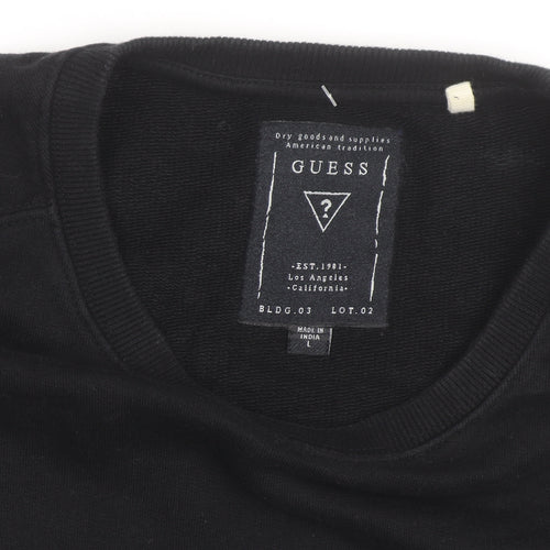 Guess Men's Black Cotton Crew Neck Pullover Sweatshirt L