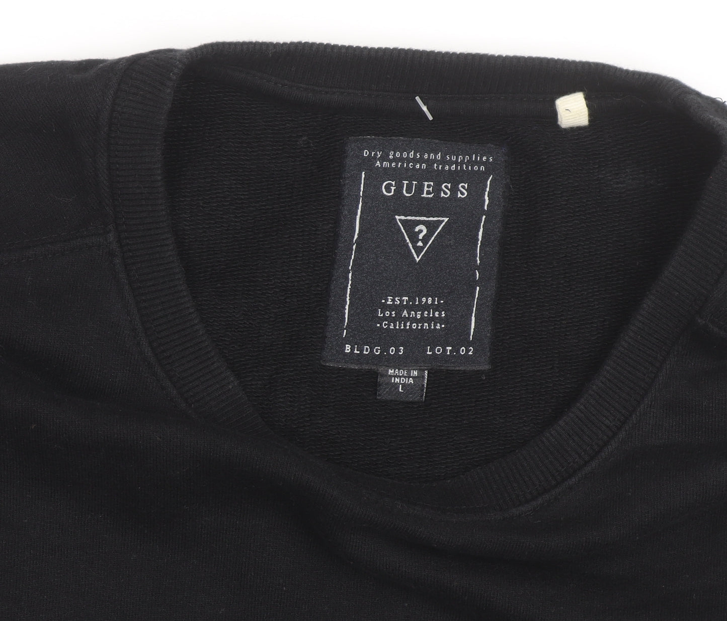 Guess Men's Black Cotton Crew Neck Pullover Sweatshirt L