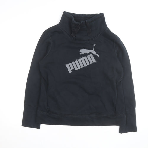 Puma Men's Black L Pullover Sweatshirt High Neck Logo Fleece