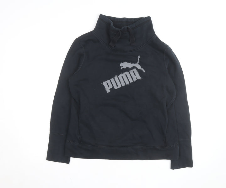 Puma Men's Black L Pullover Sweatshirt High Neck Logo Fleece