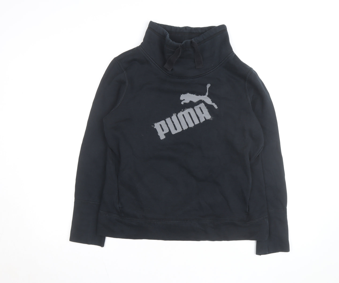 Puma Men's Black L Pullover Sweatshirt High Neck Logo Fleece