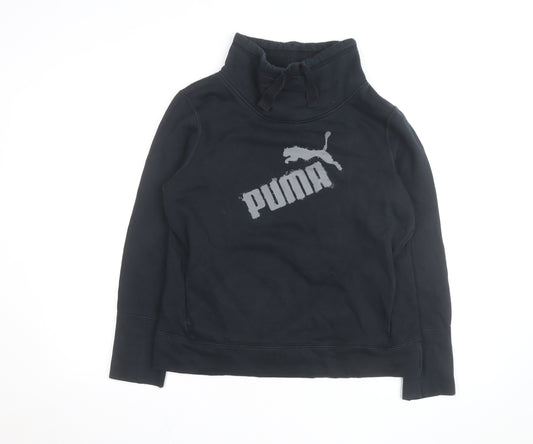 Puma Men's Black L Pullover Sweatshirt High Neck Logo Fleece