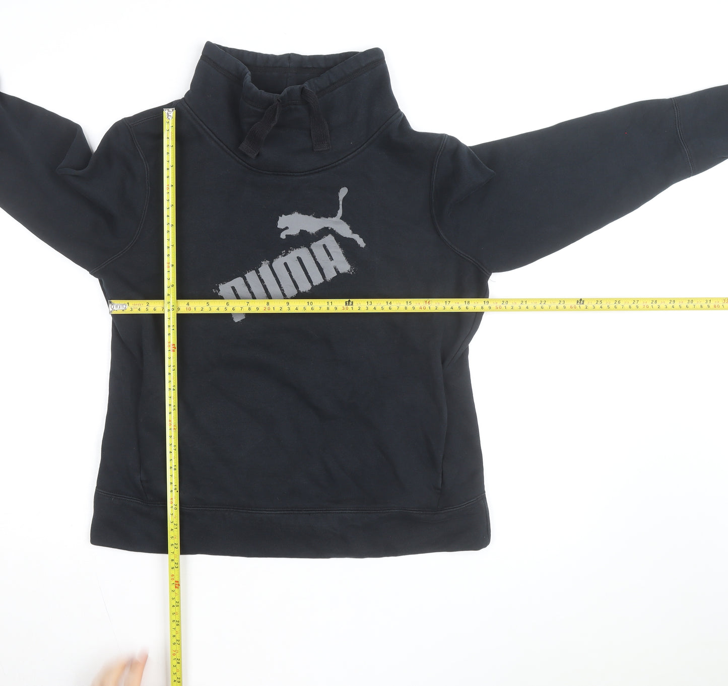 Puma Men's Black L Pullover Sweatshirt High Neck Logo Fleece