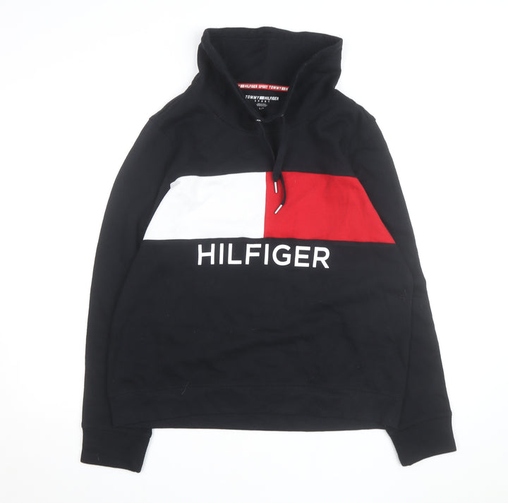 Tommy Hilfiger Men’s Black L Pullover Hoodie Logo Sports Fleece