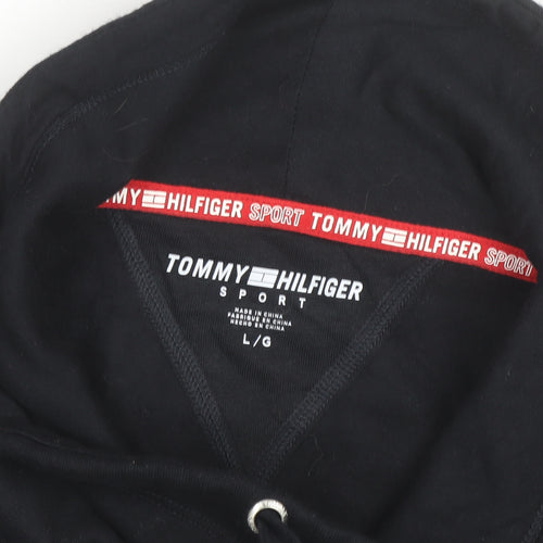 Tommy Hilfiger Men’s Black L Pullover Hoodie Logo Sports Fleece