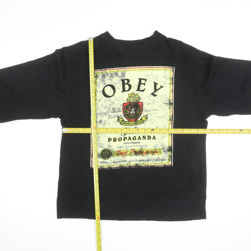 Obey Men's Black Small Pullover Graphic Sweatshirt