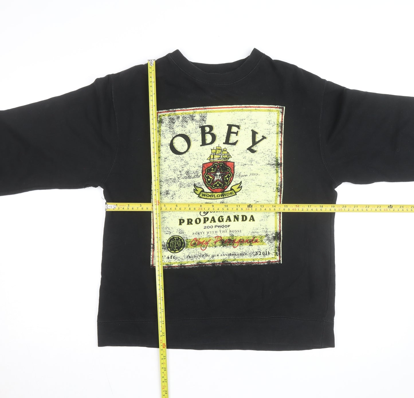 Obey Men's Black Small Pullover Graphic Sweatshirt