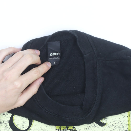 Obey Men's Black Small Pullover Graphic Sweatshirt