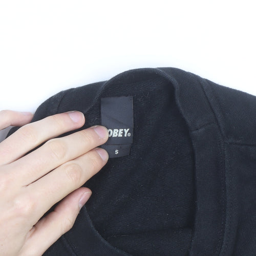 Obey Men's Black Small Pullover Graphic Sweatshirt