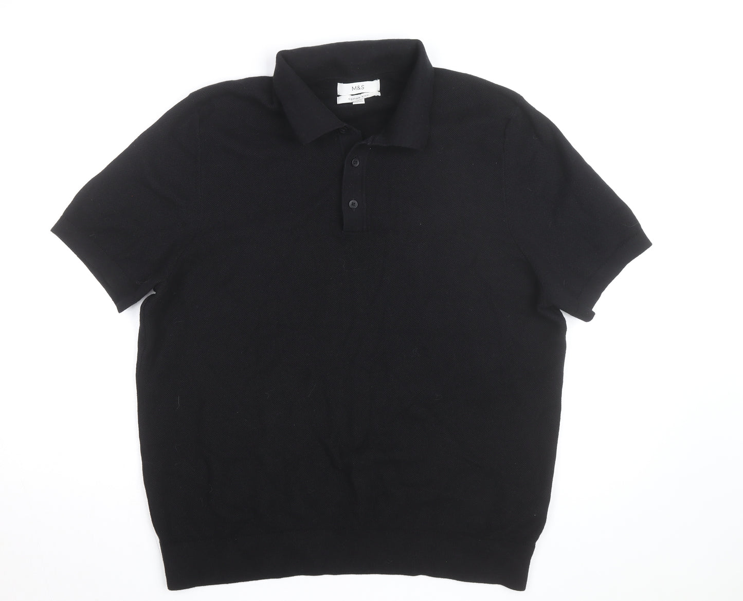 Marks and Spencer Men’s Black 2XL Cotton Polo Shirt
