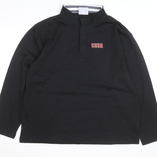 Champion Men Black XL Henley Sweatshirt CSUN Logo Cotton Blend