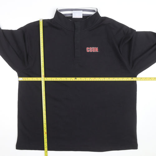 Champion Men Black XL Henley Sweatshirt CSUN Logo Cotton Blend
