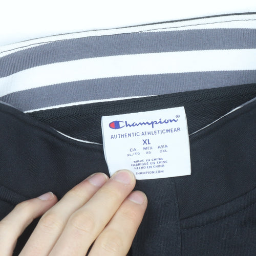 Champion Men Black XL Henley Sweatshirt CSUN Logo Cotton Blend