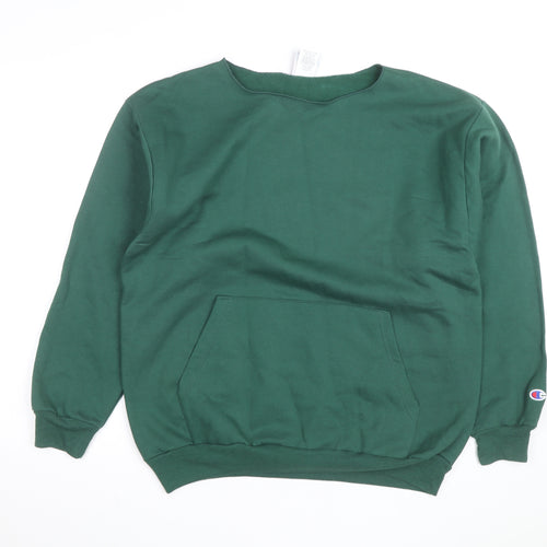 Champion Men's Green Pullover Sweatshirt L Regular Fit Crew Neck