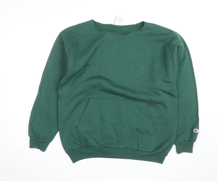 Champion Men's Green Pullover Sweatshirt L Regular Fit Crew Neck