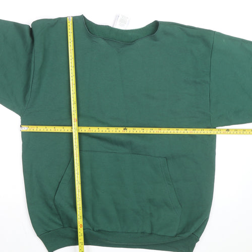 Champion Men's Green Pullover Sweatshirt L Regular Fit Crew Neck