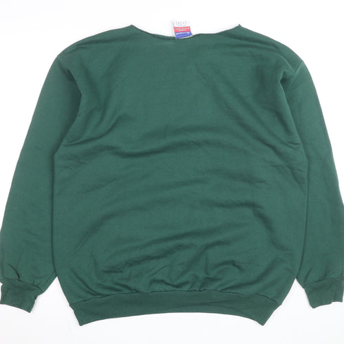 Champion Men's Green Pullover Sweatshirt L Regular Fit Crew Neck