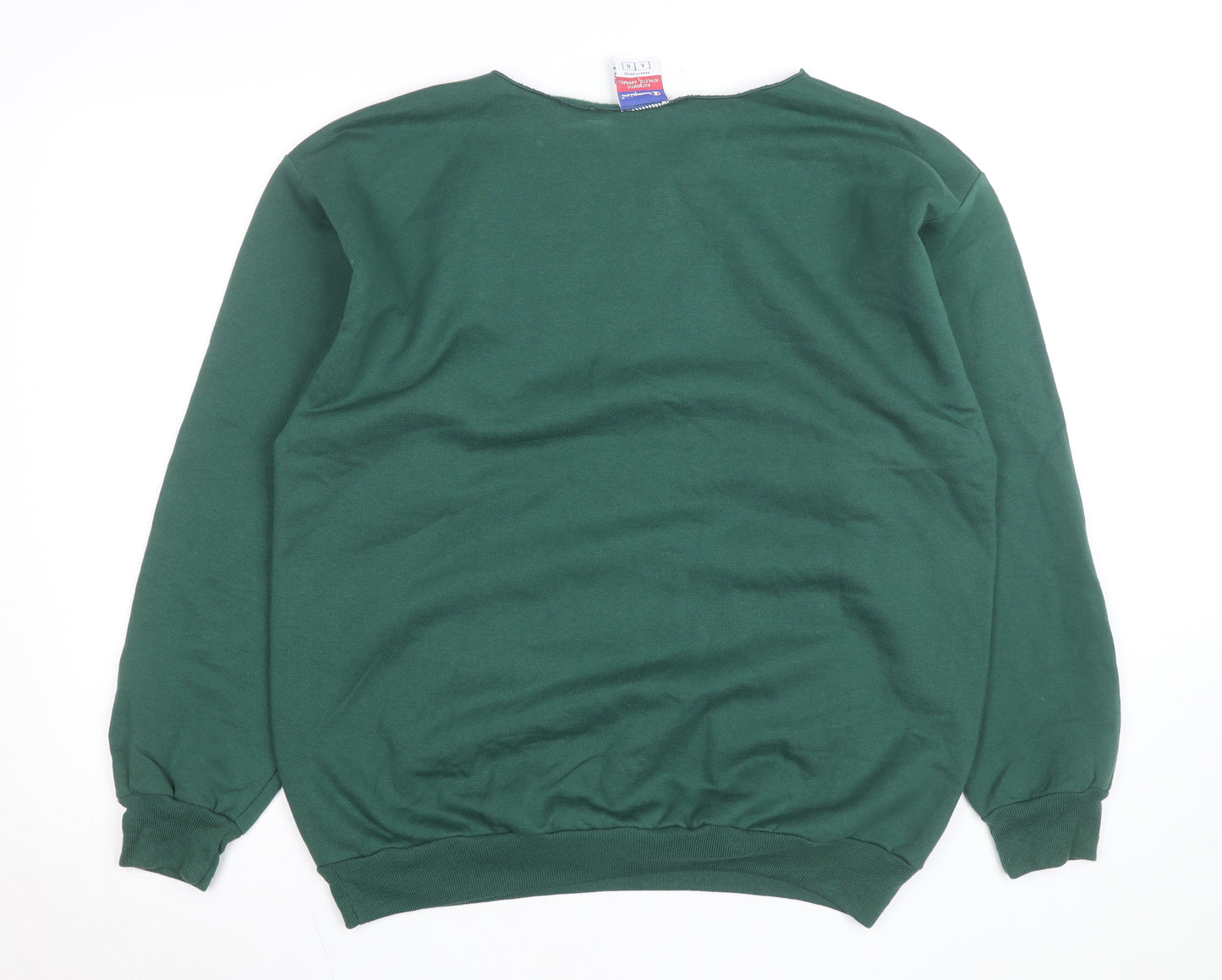 Champion Men's Green Pullover Sweatshirt L Regular Fit Crew Neck