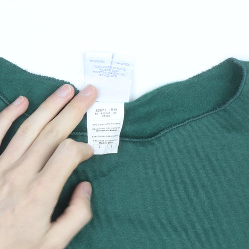 Champion Men's Green Pullover Sweatshirt L Regular Fit Crew Neck