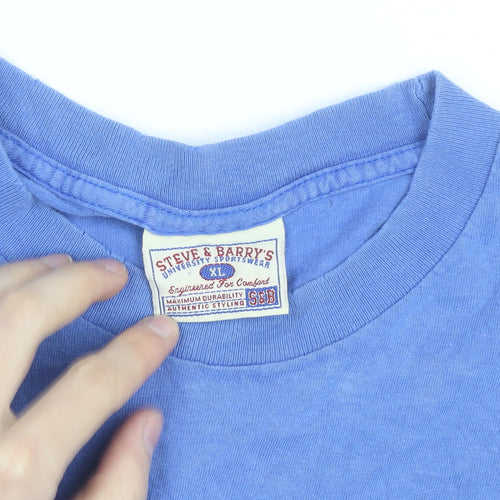 Steve & Barry’s Men Blue DUKE Long Sleeve Cotton Crew Neck Top XL