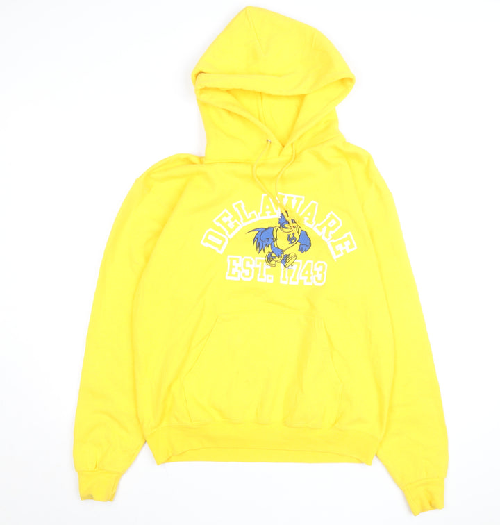 Champion Men's Yellow Delaware Pullover Hoodie M Graphic Fleece