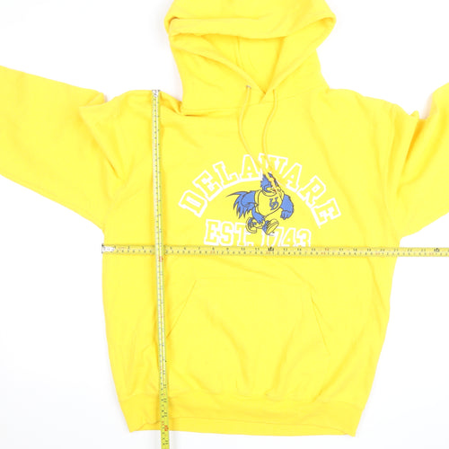 Champion Men's Yellow Delaware Pullover Hoodie M Graphic Fleece