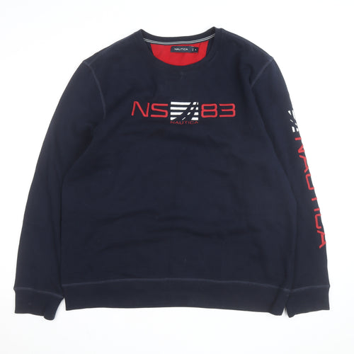 Nautica Men's Blue XL Pullover Sweatshirt Crew Neck Embroidered Logo