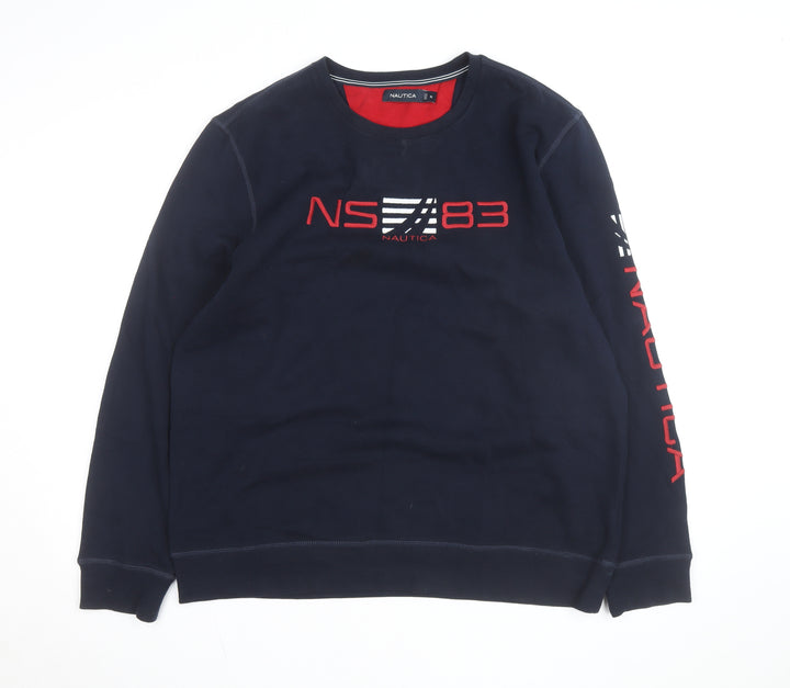 Nautica Men's Blue XL Pullover Sweatshirt Crew Neck Embroidered Logo