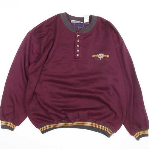 Gitano Men's Red XL Henley Sweatshirt with Logo Detail