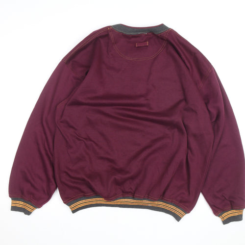 Gitano Men's Red XL Henley Sweatshirt with Logo Detail