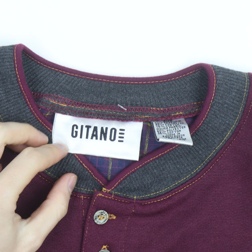 Gitano Men's Red XL Henley Sweatshirt with Logo Detail