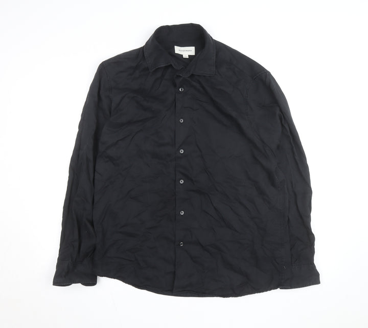 Marks and Spencer Men’s Black Lyocell Long Sleeve Button-Up Shirt L