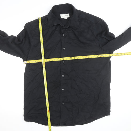 Marks and Spencer Men’s Black Lyocell Long Sleeve Button-Up Shirt L