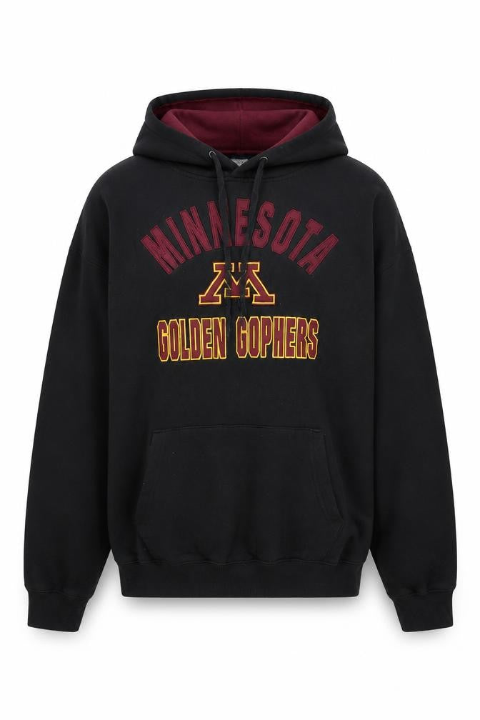 Front view of Campus Heritage men’s black xl pullover hoodie minnesota golden gophers