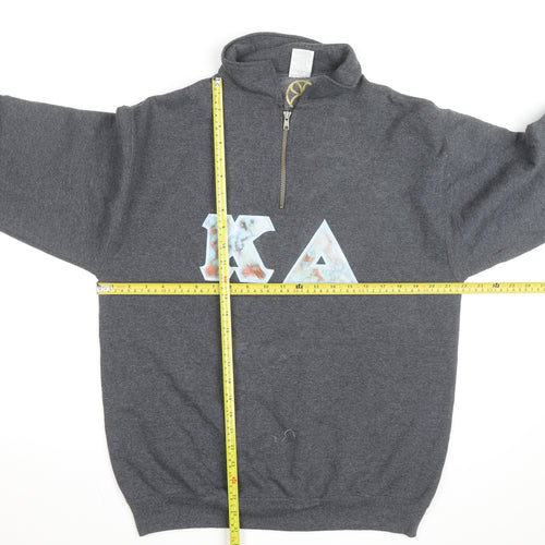 Jerzees Men's Grey 1/2 Zip College Graphic Sweatshirt M