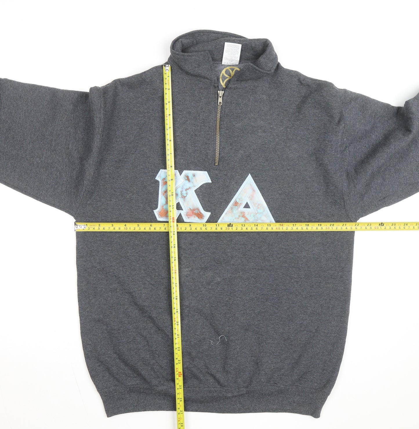 Jerzees Men's Grey 1/2 Zip College Graphic Sweatshirt M
