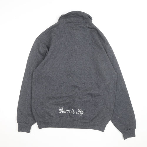 Jerzees Men's Grey 1/2 Zip College Graphic Sweatshirt M