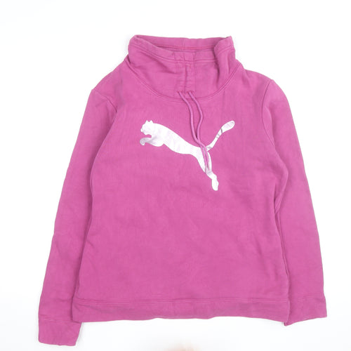 Puma Women Pink Hooded Pullover Sweatshirt Size 12 UK Cotton Blend