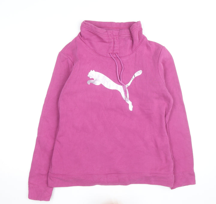 Puma Women Pink Hooded Pullover Sweatshirt Size 12 UK Cotton Blend