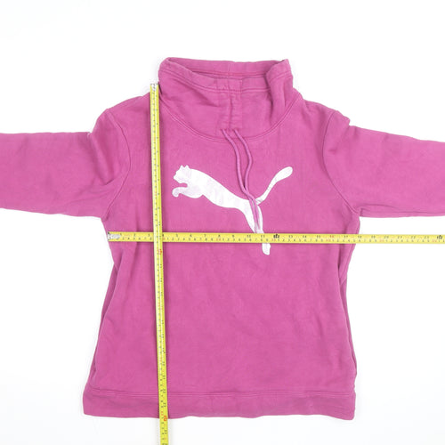 Puma Women Pink Hooded Pullover Sweatshirt Size 12 UK Cotton Blend