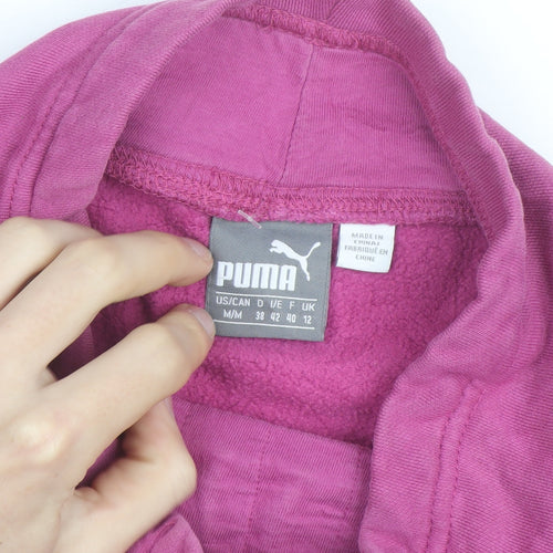 Puma Women Pink Hooded Pullover Sweatshirt Size 12 UK Cotton Blend