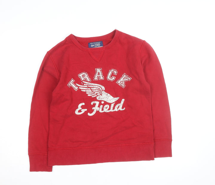The Children's Place Boys Red Track & Field Graphic Crew Neck Sweatshirt 10-12 Years