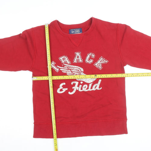 The Children's Place Boys Red Track & Field Graphic Crew Neck Sweatshirt 10-12 Years