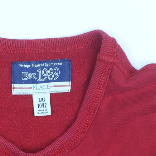 The Children's Place Boys Red Track & Field Graphic Crew Neck Sweatshirt 10-12 Years