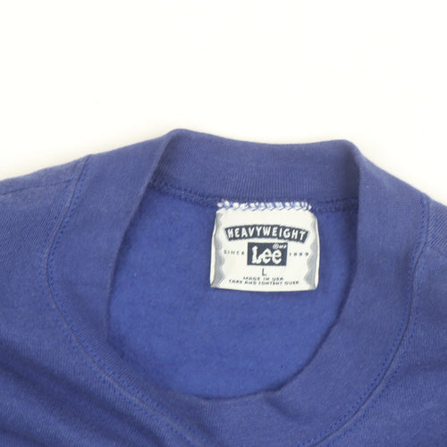 Lee Men's Blue Crew Neck Pullover Sweatshirt L Graphic Print
