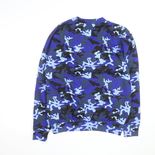 U.S. Vintage Men's Blue Camouflage Deer Graphic Pullover Sweatshirt L